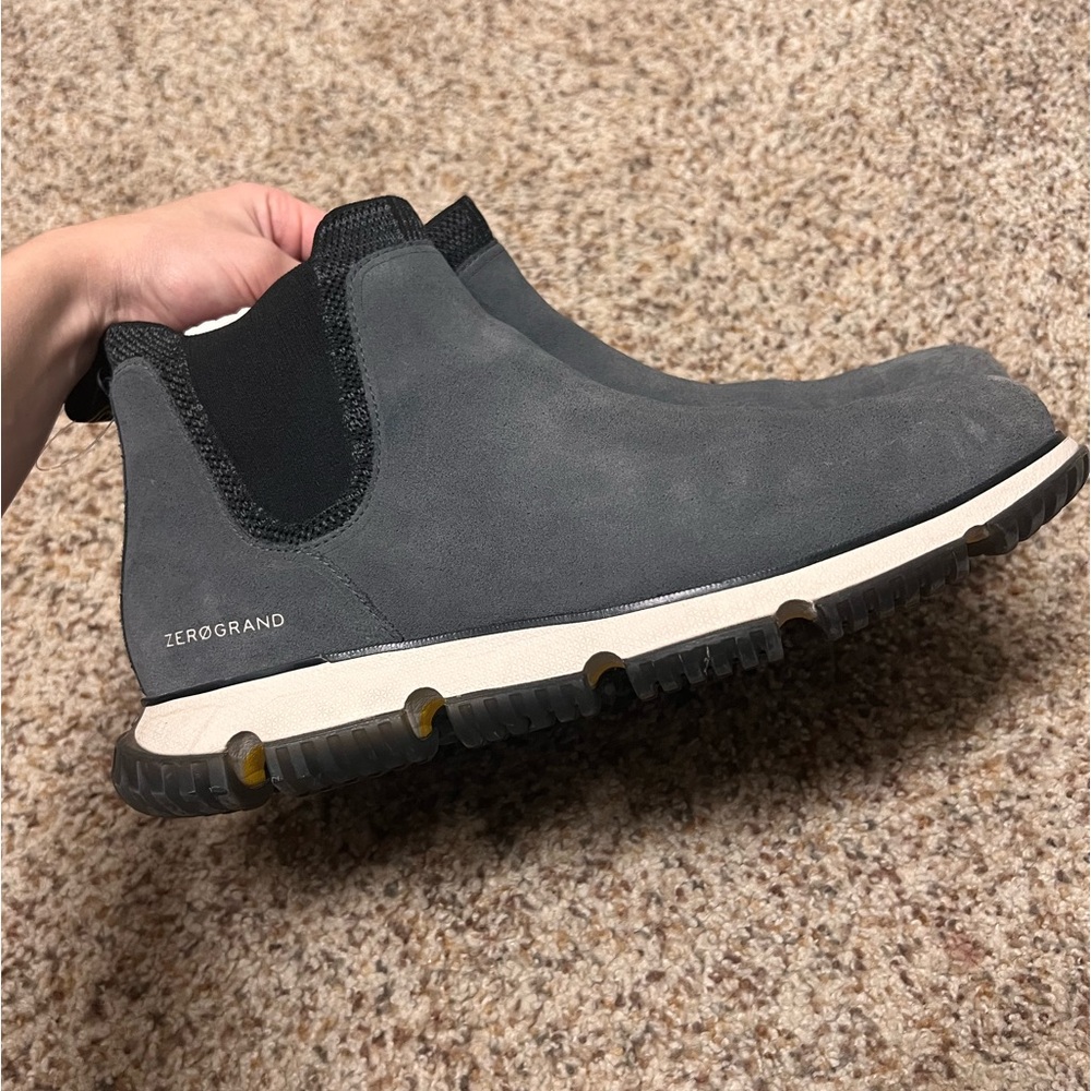 NWT Cole Haan 4.Zerogrand Chelsea Boot Waterproof Gray Suede, Men’s size 10W
